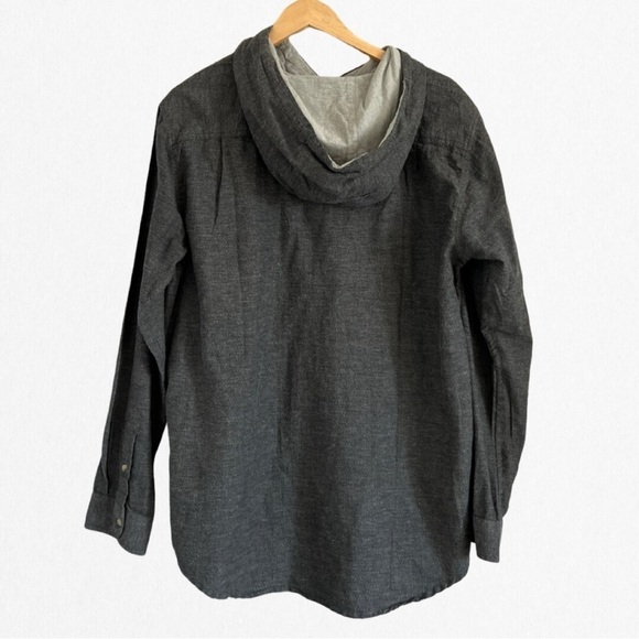 Mft by:The underachievers Men’s Charcoal Button Grey Hooded Dress Shirt … - Picture 3 of 3